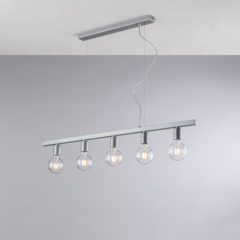 Sospensione in ferro bianco e argento 101x5