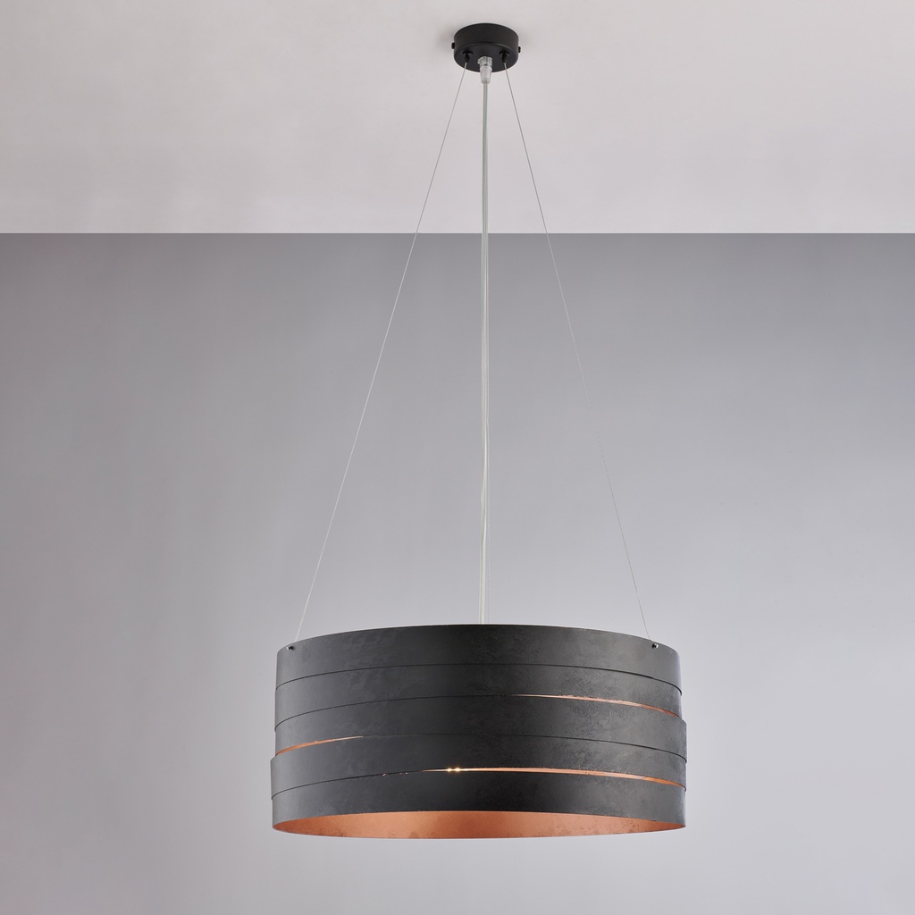Sospensione nera con decorazione rame H.20 x Ø45