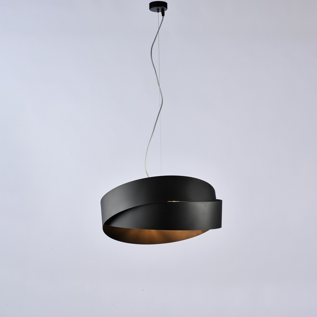 Sospensione in ferro laccato nero 46x22 cm