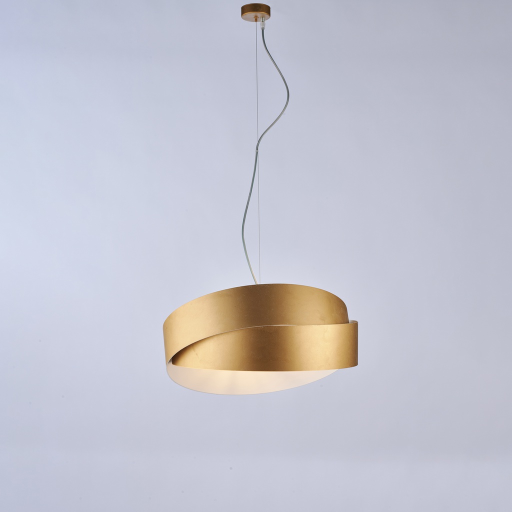 Sospensione bianca con decorazione oro 46x22