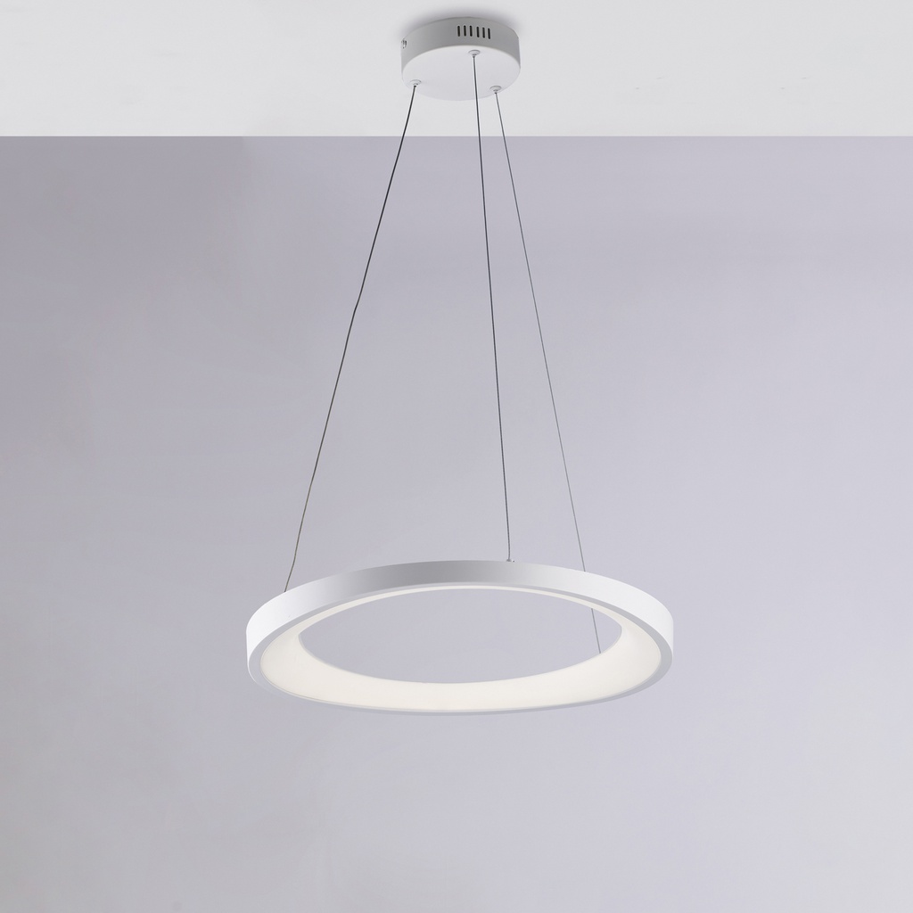 Sospensione circolare bianca Ø 50 cm H. 7-130 cm