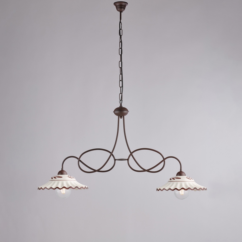 Lampadario ferro laccato nero 98x30 cm