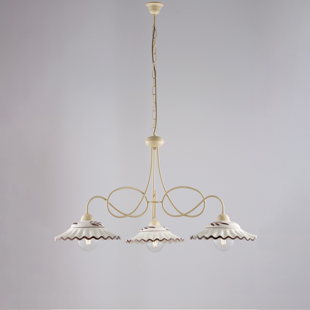 Lampadario in ferro avorio 3 luci H.55 x Ø80