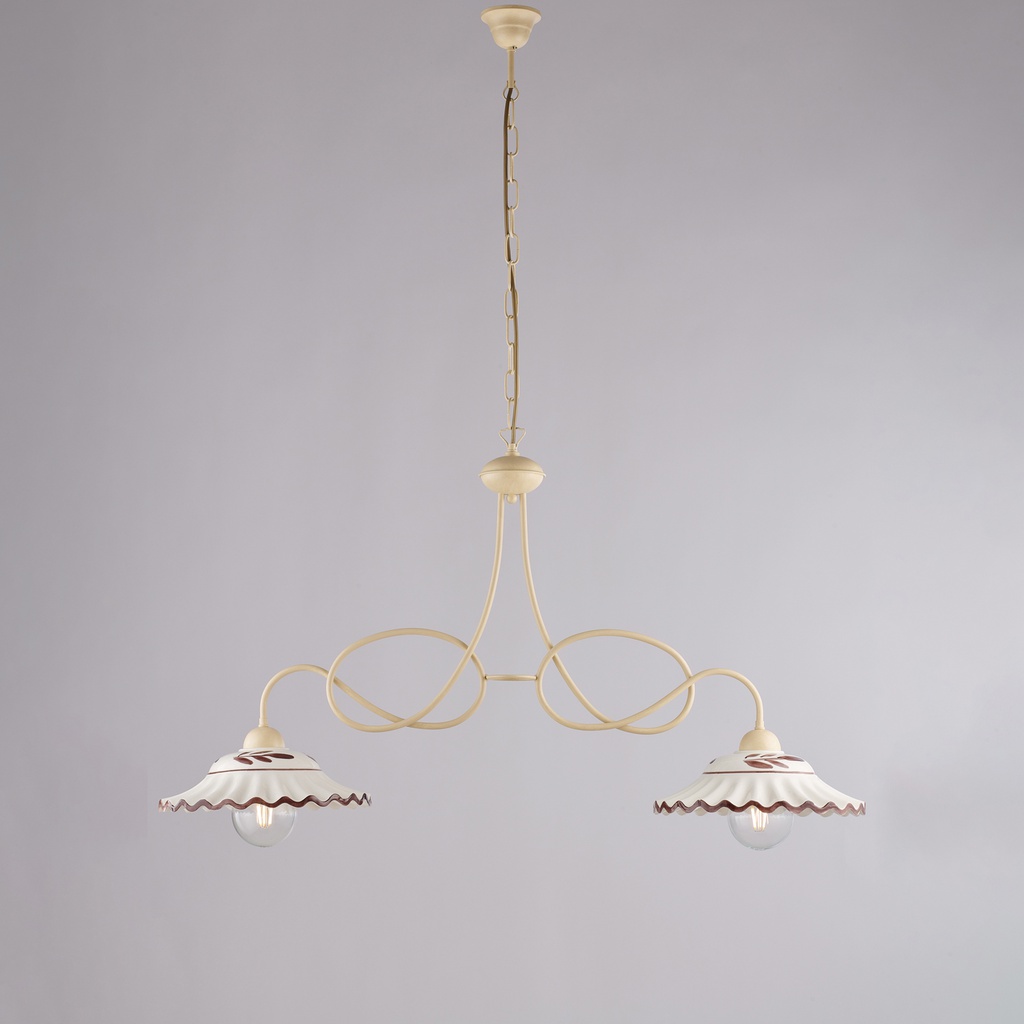 Lampadario in ferro avorio 98x30 H.55