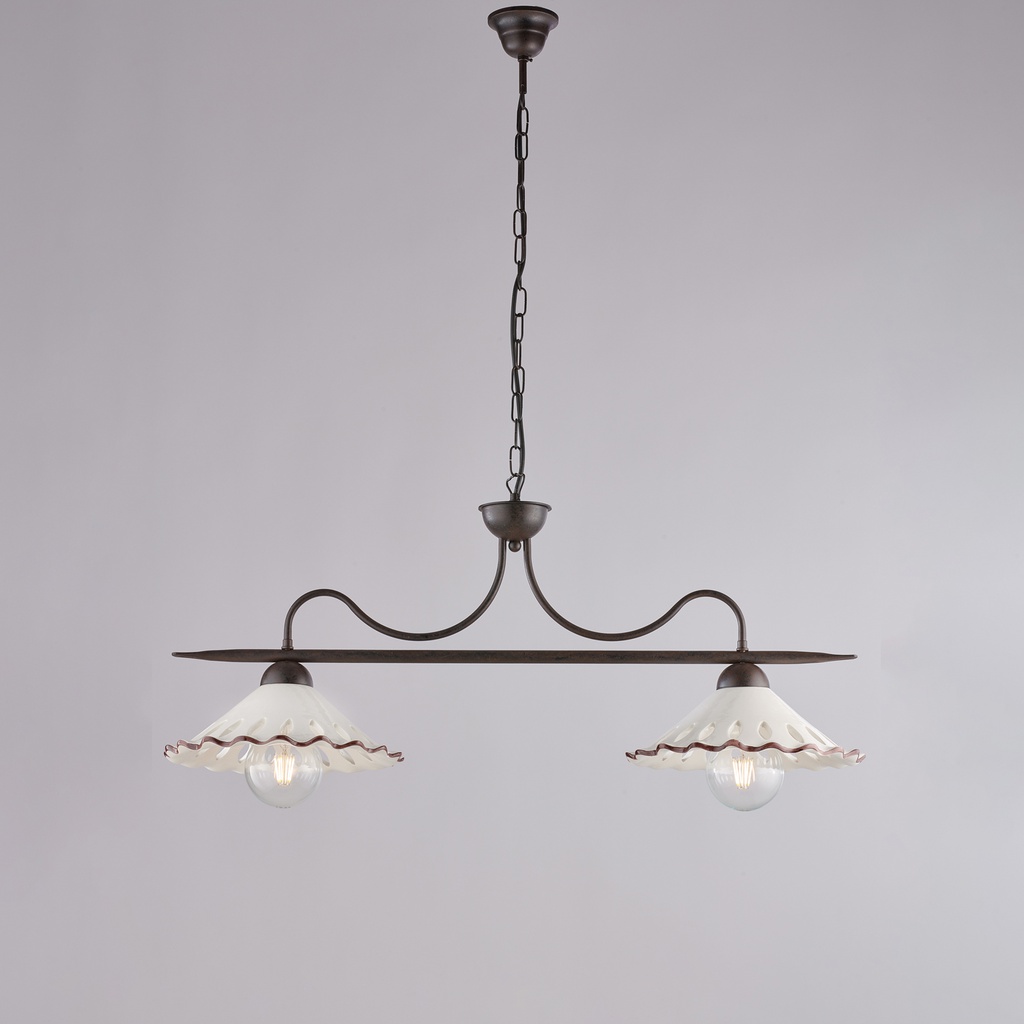 Lampadario in ferro nero 83x30 H.36 2 luci