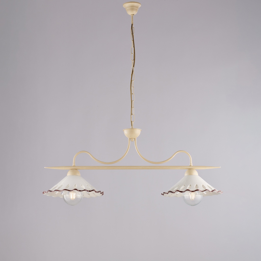 Lampadario in ferro avorio 83x30 cm