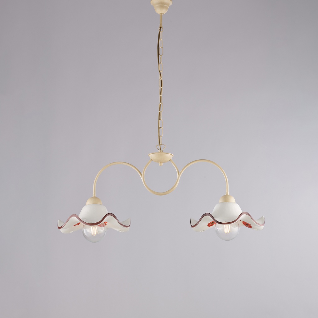 Lampadario in ferro avorio 81x30 cm H.34
