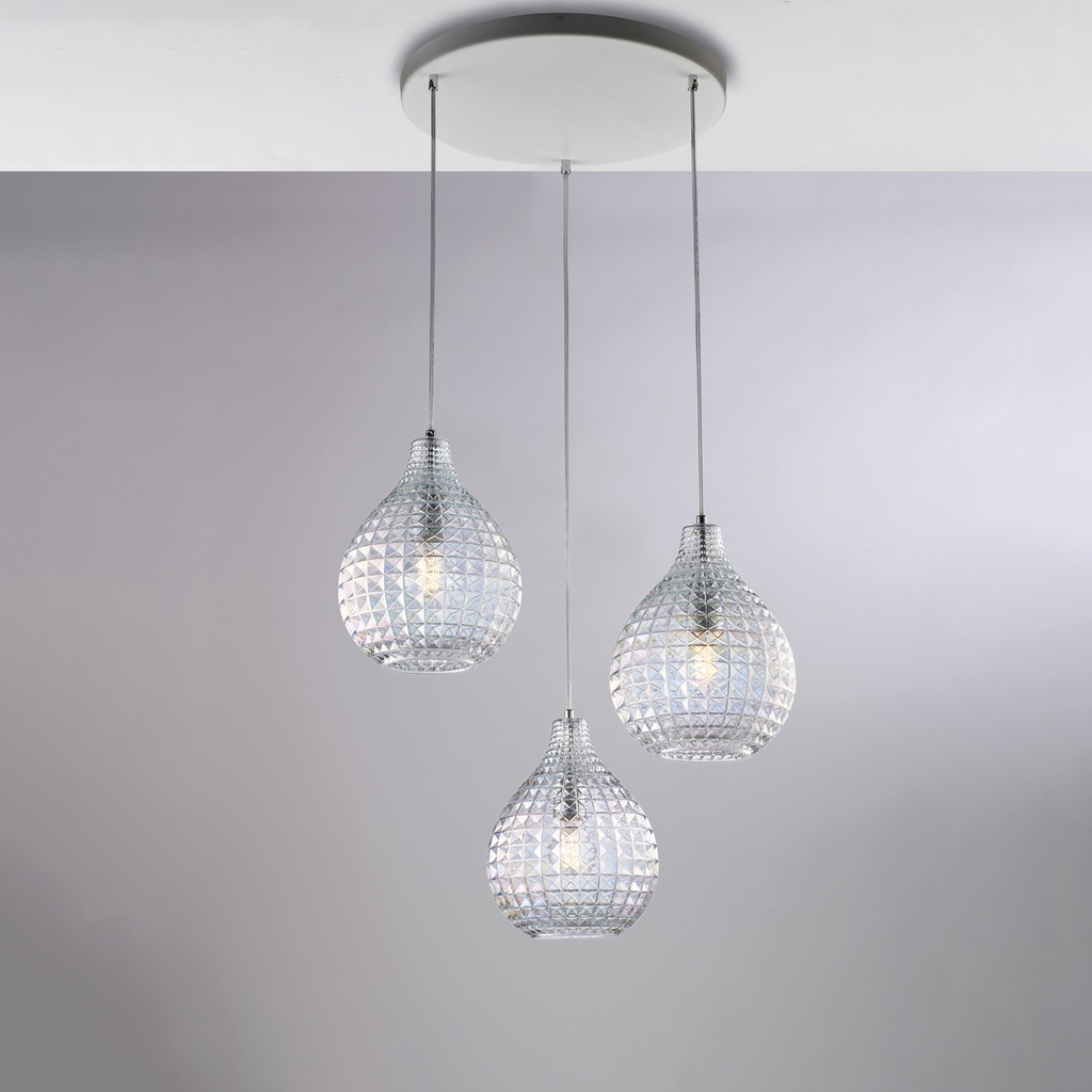 Sospensione in ferro bianco 3 luci Ø45 cm
