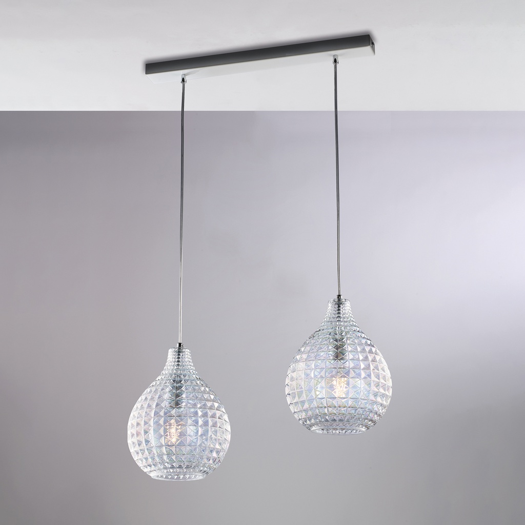 Lampadario bianco 57x21 cm, 2 luci