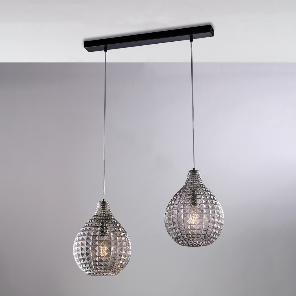 Lampadario in ferro e vetro 57x21 cm