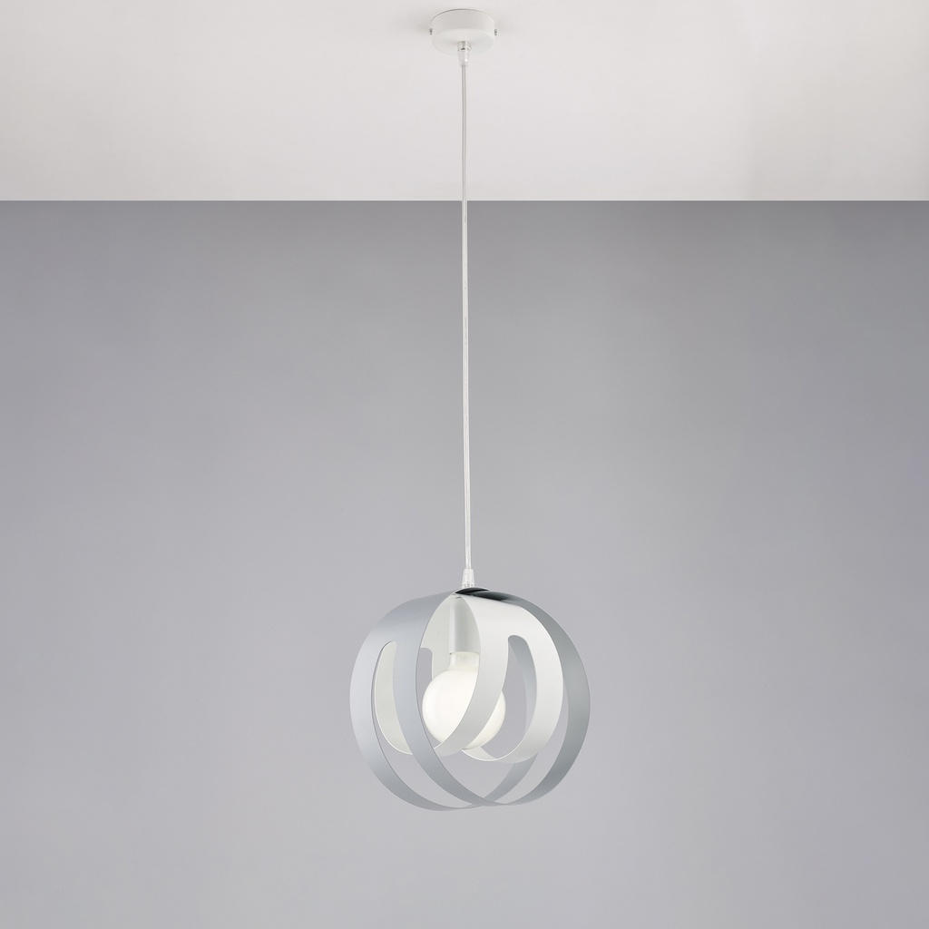 Sospensione in ferro laccato bianco e grigio H.33 x Ø26