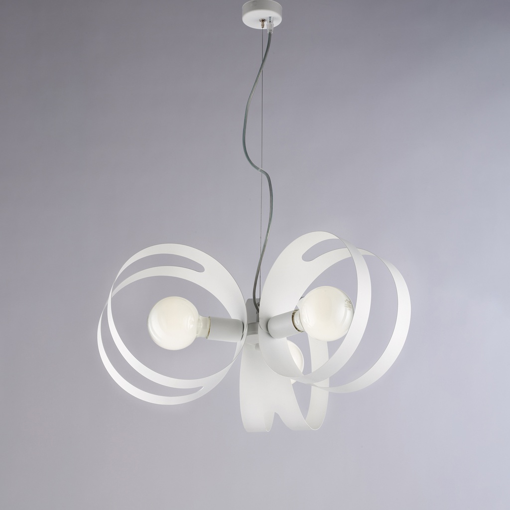 Sospensione in ferro bianco 48x30 cm 3 luci