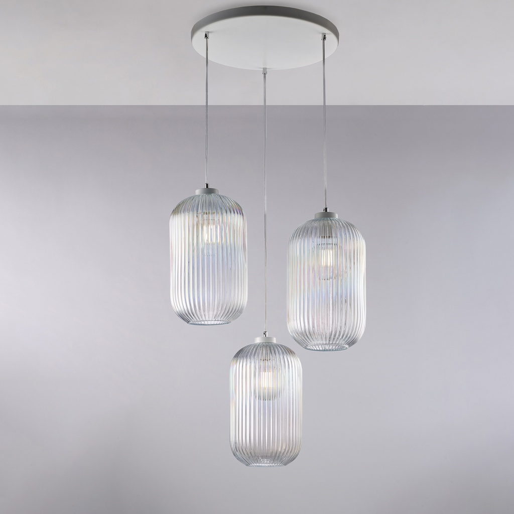 Sospensione in ferro bianco 47x41 cm 3 luci