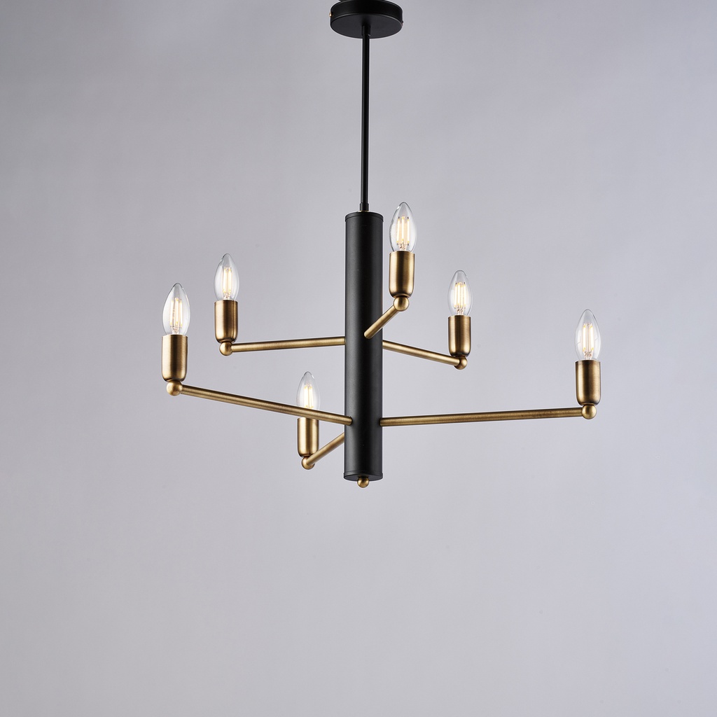 Sospensione in ferro nero 66x53 6 luci