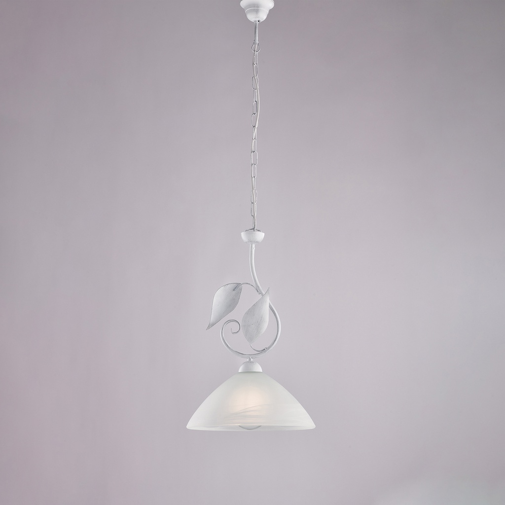 Lampadario bianco 30x50 cm con vetro alabastro