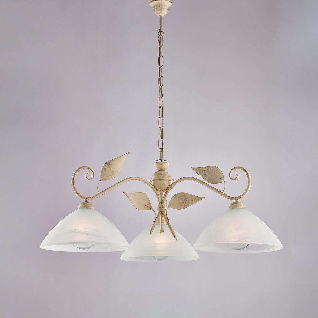 Lampadario in ferro avorio 30x36 cm 3 luci
