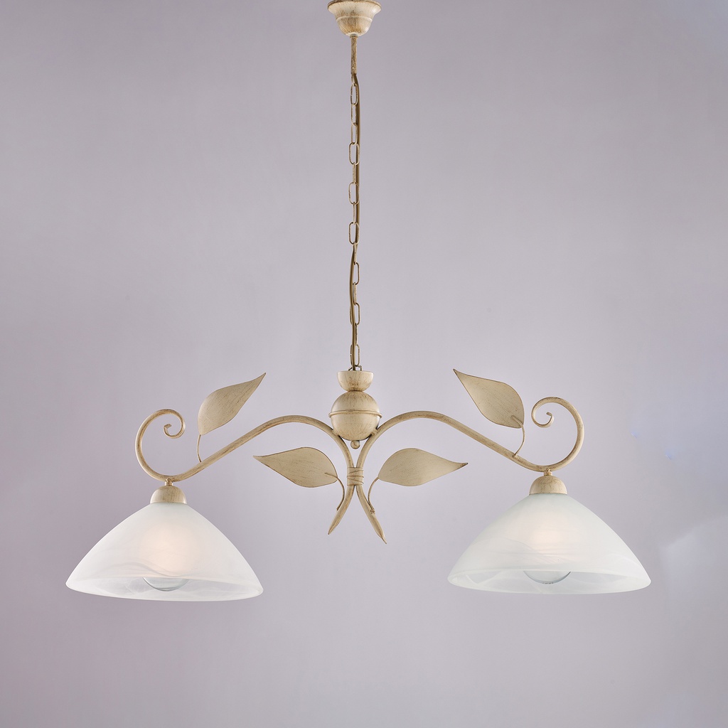 Lampadario in ferro avorio 96x30 cm 2 luci