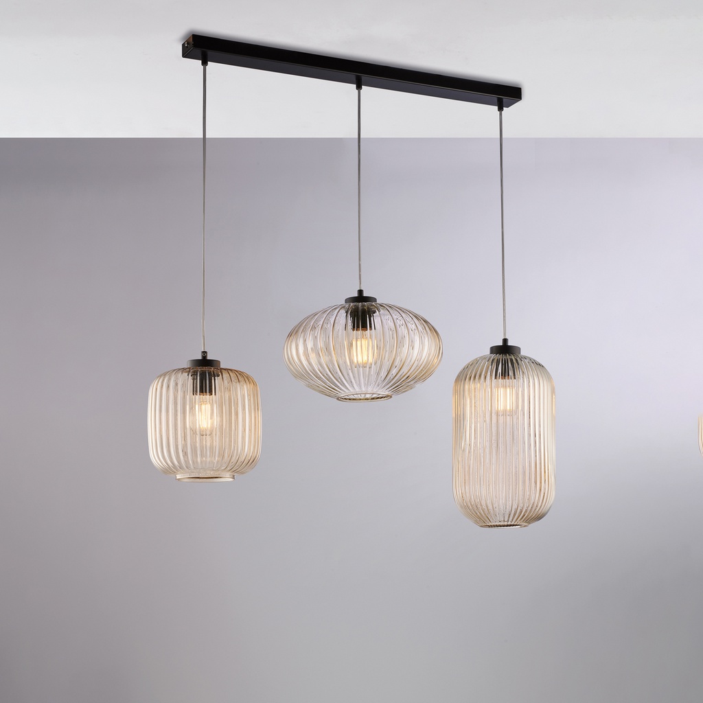 Lampadario in ferro laccato nero 83x30