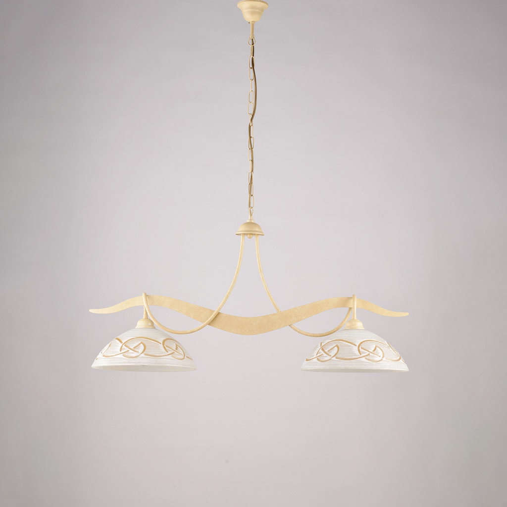 Lampadario in ferro avorio 89x30 cm