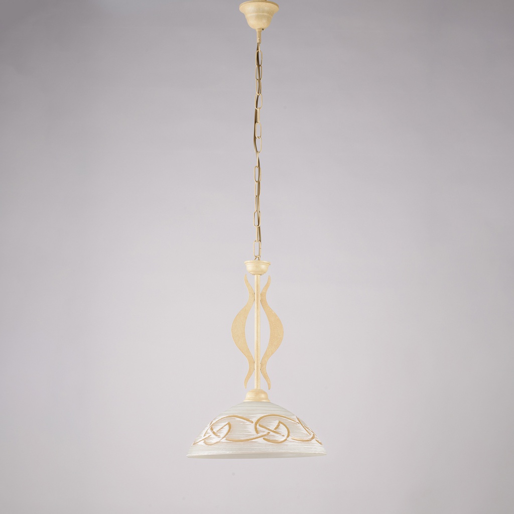 Lampadario in ferro avorio Ø30 H.44