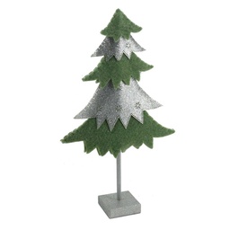 [V6089850000] Albero tessuto verde e argento cm26x9h50