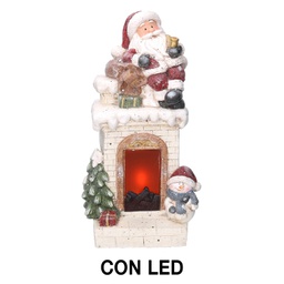 [V6168610000] Camino led resina babbo natale bianco cm27,5x23h51