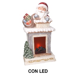 [V6168600000] Camino led resina babbo natale grigio cm31,5x23h56
