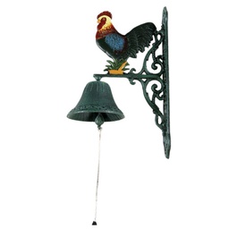 [V6519040000] Campana ghisa gallo colorato cm23x13h36