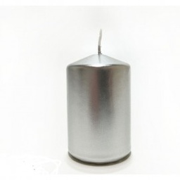 [19627410] Candela cilindrica per decori natalizi Argento 5x h8 cm