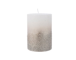 [1932536] Candela con Glitter Argento 7x10 cm