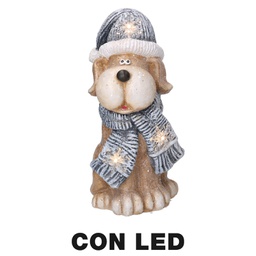 [V6315590000] Cane resina led cappello grigio cm22x19,5h40