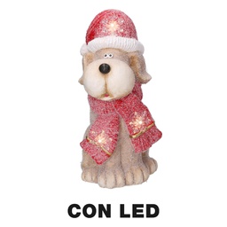 [V6315620000] Cane resina led cappello rosso cm22x19,5h40
