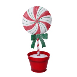 [V6160200000] Caramella metallo lecca-lecca con vaso rosso cm11,5x9h25,5