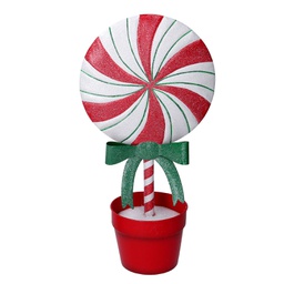 [V6160230000] Caramella metallo lecca-lecca con vaso rosso cm22x13h42