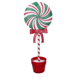 [V6160220000] Caramella metallo lecca-lecca con vaso rosso cm22x13h56
