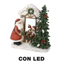 [V6199550000] Carillon resina babbo natale con led rosso cm22x9,5h22,5