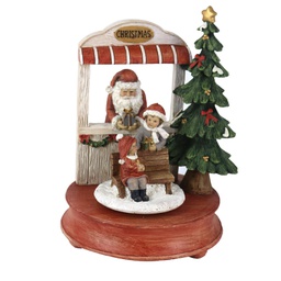 [V6199540000] Carillon resina babbo natale con musicarosso cm17x16h23,5