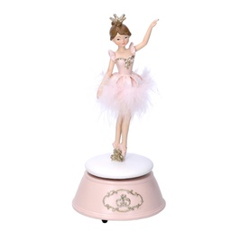 [V6149940000] Carillon resina ballerina rosa cm10,5x10,5h22,5