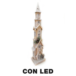 [V6192690000] Casetta legno con led naturale cm14x12h69
