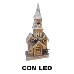 [V6192650000] Casetta legno con led naturale cm22x10h47