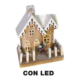 [V6192660000] Casetta legno con led naturale cm22x14h30