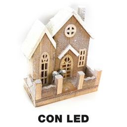 [V6192670000] Casetta legno con led naturale cm26x14h30