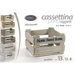 [GIC763786] 36x Cassettina in legno portaoggetti home sweet Colori assortiti cm 13