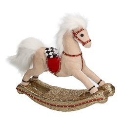 [V6114830000] Cavallo a dondolo crema bianco oro cm33x9h27