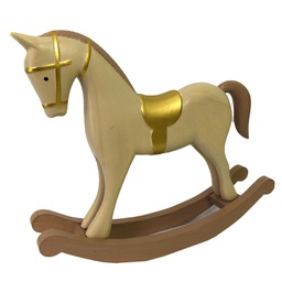[V6183070000] Cavallo a dondolo legno oro beige cm26,5x6,5h23