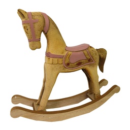 [V6183250000] Cavallo a dondolo legno rosa e marrone cm38x8h33,5