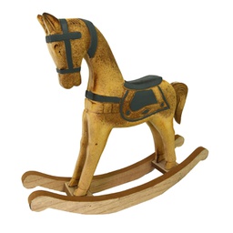 [V6183270000] Cavallo a dondolo legno verde acqua marrone cm38x8h33,5