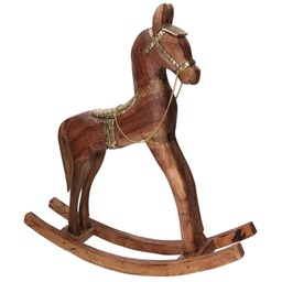 [V6167980000] Cavallo legno rivestito metallo oro cm40x11h46