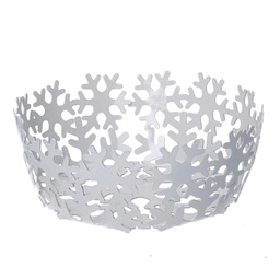[V5925840000] Cestina metallo fiocco neve bianco tondo cm ø20h7
