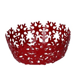 [V5953300000] Cestina metallo fiocco neve rosso tondocm ø20h7